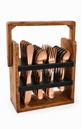 UPCW ROYAL DESIGN 14G EXCLUSIVE WOODEN CUTLERY SET WITH ROSE GOLD PVD FINISH
