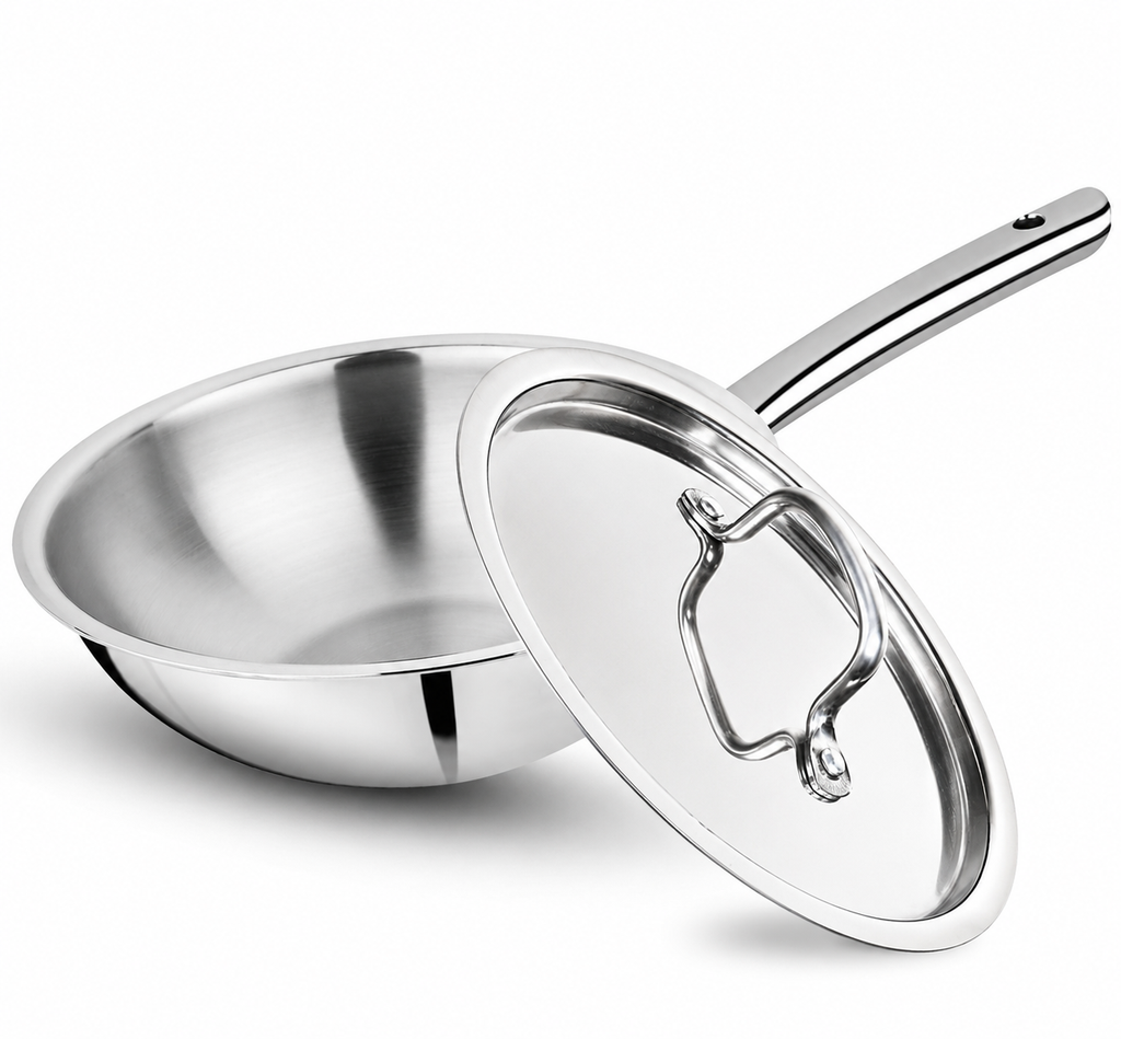 UPCW TRIPLY STAINLESS STEEL WOK WITH STEEL LID (24 CM)