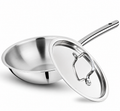 UPCW TRIPLY STAINLESS STEEL WOK WITH STEEL LID (24 CM)