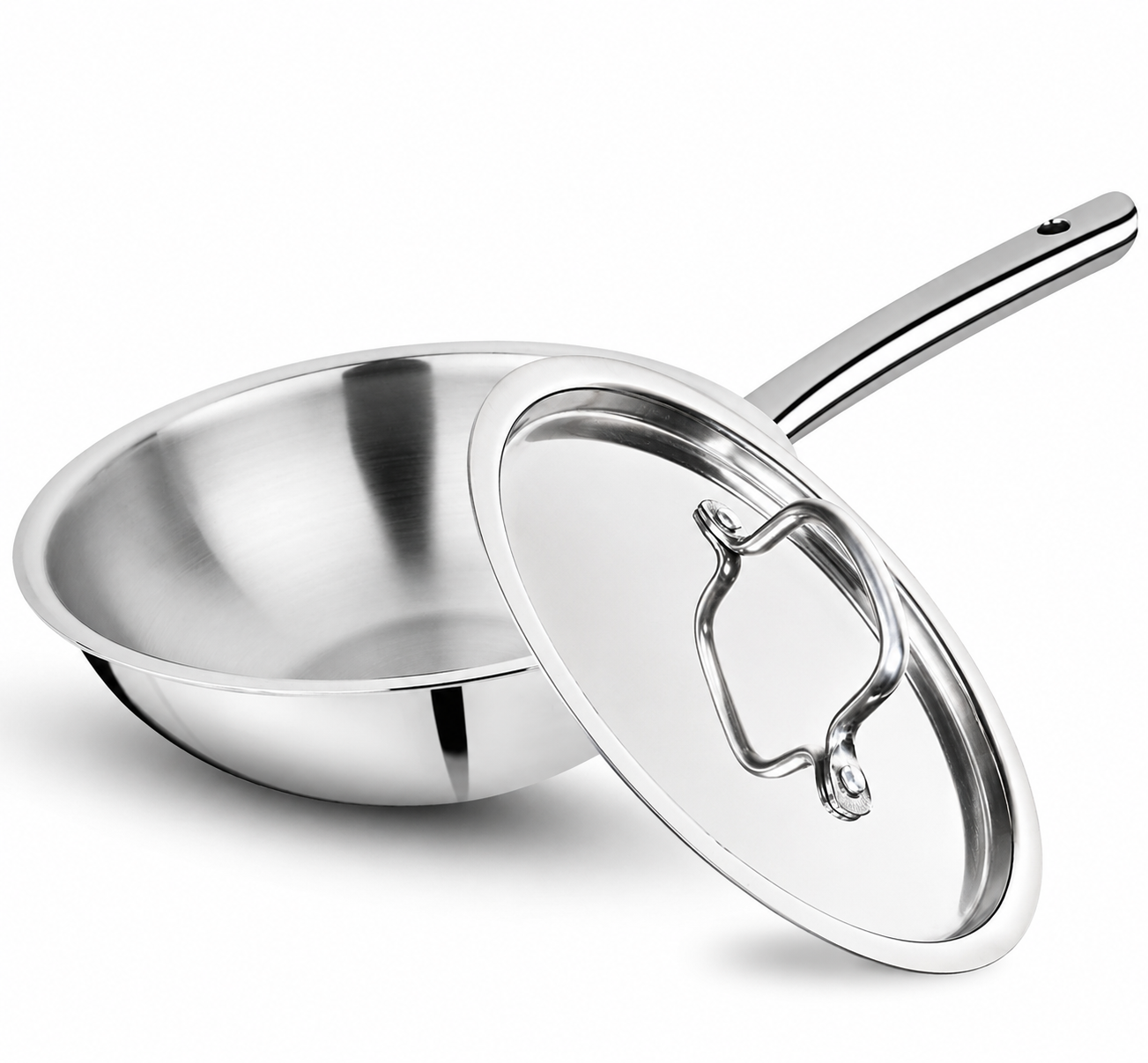UPCW TRIPLY STAINLESS STEEL WOK WITH STEEL LID (24 CM)