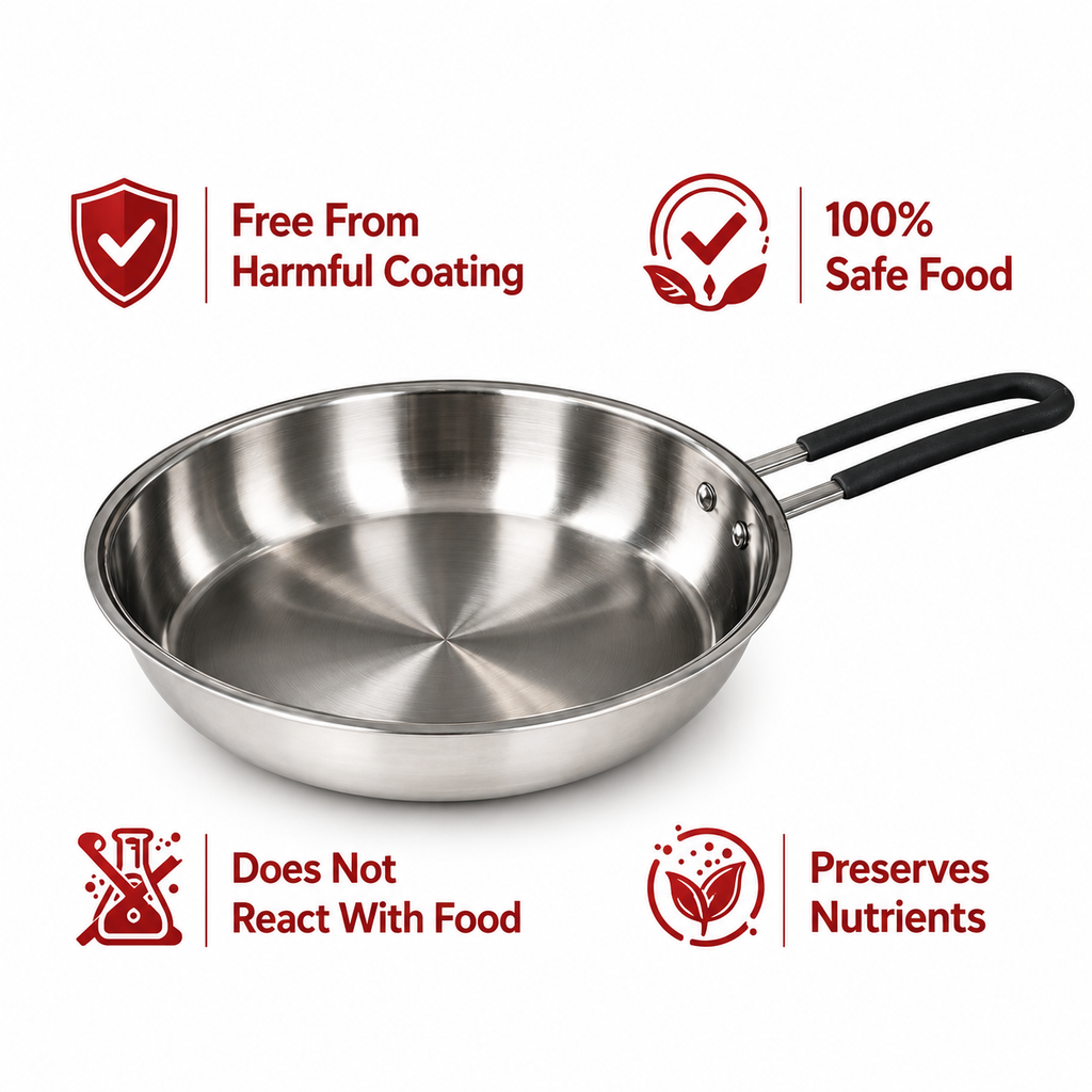 UPCW TRIPLY STAINLESS STEEL INSULATED COOL GRIP FRYPAN