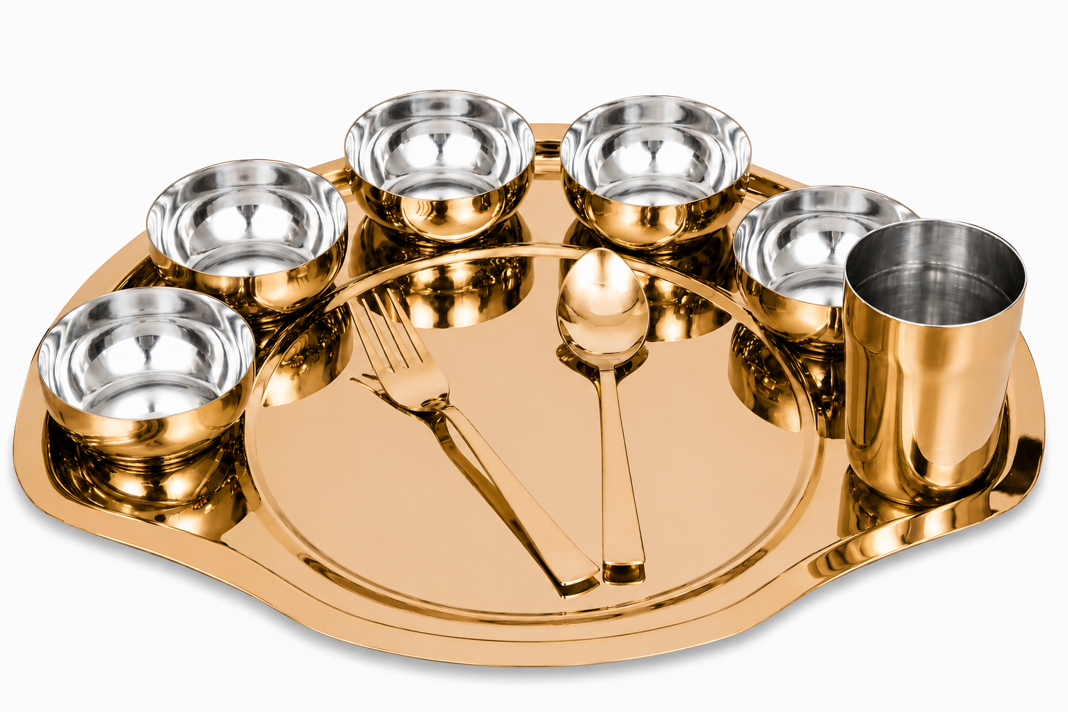 UPCW 9-PIECE MAHARAJA STAINLESS STEEL THALI SET WITH PVD FINISH
