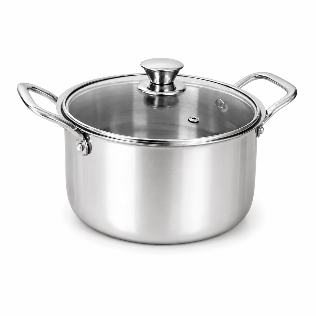 UPCW STAINLESS STEEL TRIPLY SAUCE POT/ BIRYANI POT WITH GLASS LID