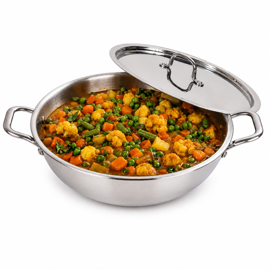 UPCW TRIPLY STAINLESS STEEL KADHAI WITH LID