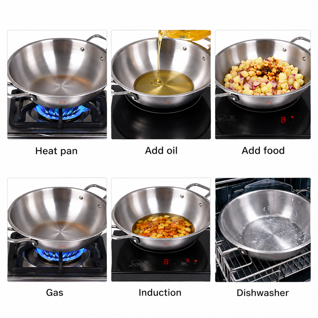 UPCW TRIPLY STAINLESS STEEL KADHAI WITH LID