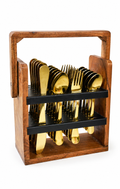 UPCW ROYAL DESIGN 14G EXCLUSIVE WOODEN CUTLERY SET WITH PVD FINISH