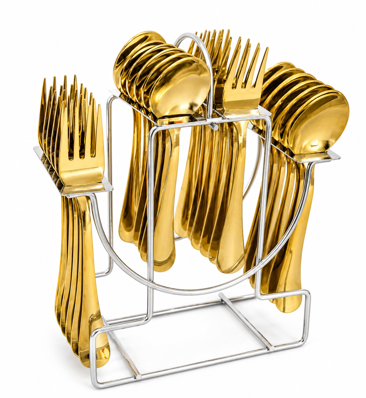 UPCW EXCLUSIVE ROYAL DESIGN 14G STAINLESS STEEL CUTLERY SET WITH GOLDEN PVD FINISH