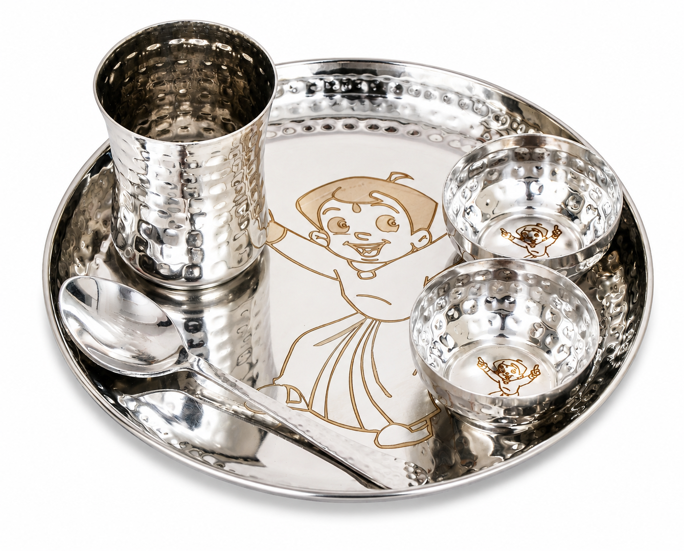 UPCW KIDS HAMMERED STAINLESS STEEL THALI SET – 5 PIECES